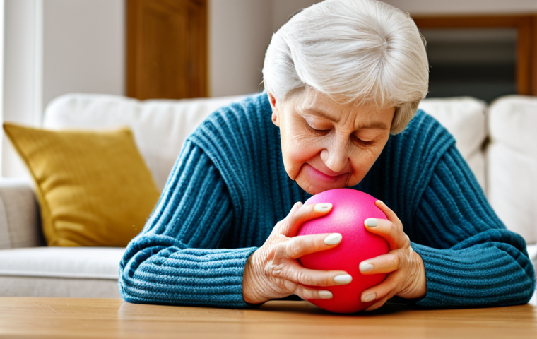Hand Mobility Restoration**
"A senior woman, fully clothed in a comfortable sweater and pants, gently squeezing a stress ball. Background: a bright living room with flowers on a table. Focus on her hands. Safe for work, appropriate content, perfect anatomy, well-formed hands, natural pose, professional, modest, family-friendly."
**