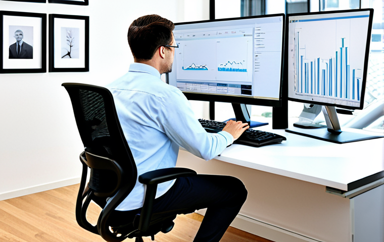 근골격계 질환 관리법 - **Prompt:** A person working at an ergonomically designed desk in a bright, modern office, ensuring ...