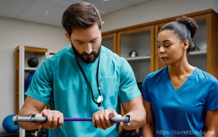 재활운동과 요가 차이 - **Image Prompt 1: Focused Rehabilitation Session**
"A 30-year-old male, dressed in comfortable a...