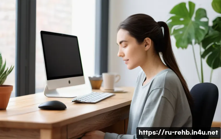 근골격계 재활운동 방법 - A woman in her late 20s, dressed in comfortable, modest indoor clothing (such as a loose-fitting lon...