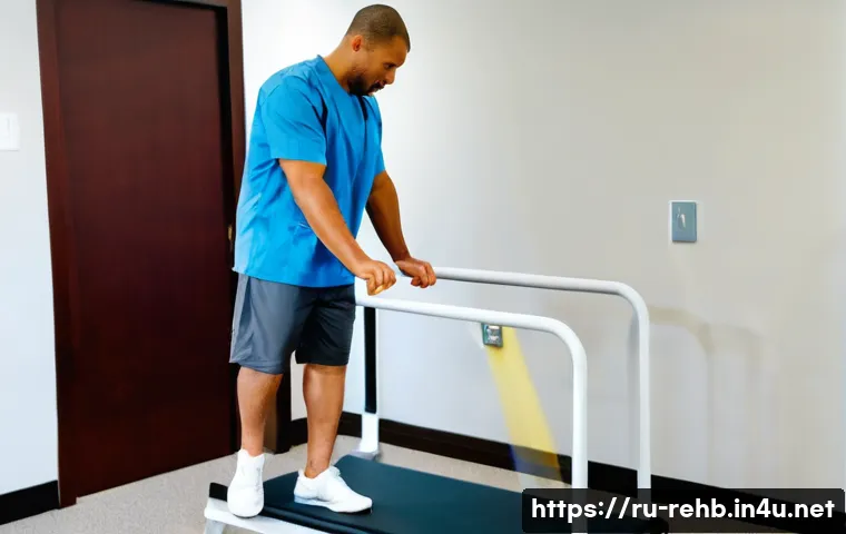 재활운동과 필라테스 차이 - **Rehabilitation Focus Prompt:**
    "A male patient in his late 40s, with short, neat hair, dressed...